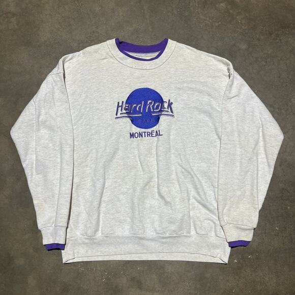 Vintage 90s Hard Rock Cafe Montreal Grey Sweatshirt - Picture 1 of 5